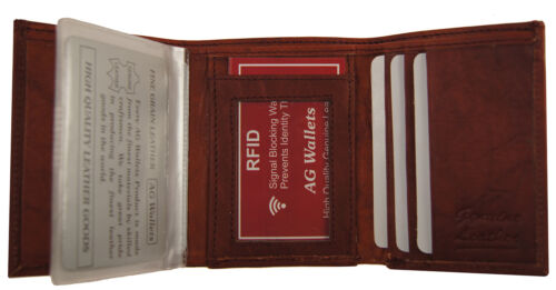 Portafogli AG RFID in pelle a grana superiore da uomo a prova di scansione porta carte triplo - Foto 1 di 7