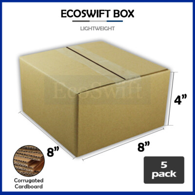 5 8x8x4 EcoSwift Cardboard Packing Moving Shipping Boxes Corrugated Box Cartons