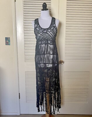 Unif Crochet Macrame Fringe Playa Festival Tank Dress | eBay