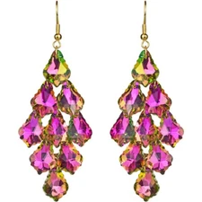 Kirks Folly Divine Crystal Chandelier French Wire Earrings  goldtone