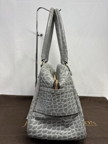 J&M DAVIDSON croc handbag J&M DAVIDSON blue turquoise blue stamped leather bag - Picture 8 of 21