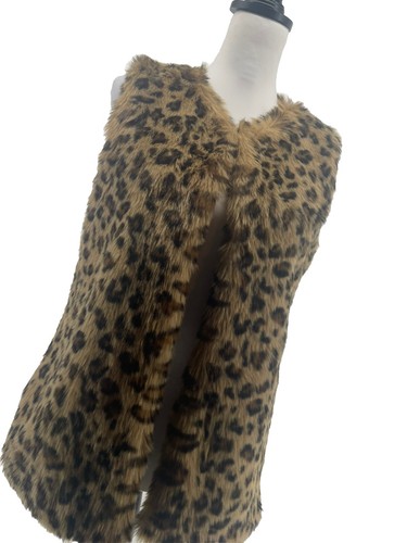 Cherokee Faux Fur Leopard Print Vest Girls XL Animal Print Fits Women’s Small
