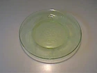 VINTAGE 1930'S URANIUM GREEN GEORGIAN LOVEBIRDS 6" SHERBET PLATE - DEPRESSION