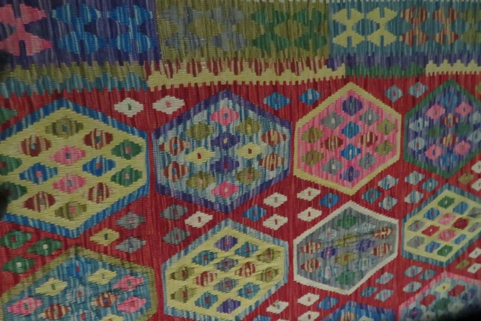 KILIM Modern 手工编织 Afgan Chobi Kilim (Dhurri) 羊毛地毯,6' 7' x 5'1 — 第 4/4 张图片