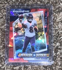 Lamar Jackson AB-9 Airborne Red Cracked Ice 2021 Panini Rookies & Stars