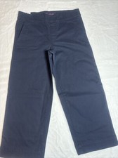 Gloria Vanderbilt Womens Pull On Wide Leg Cropped Pants Size 10 Navy
