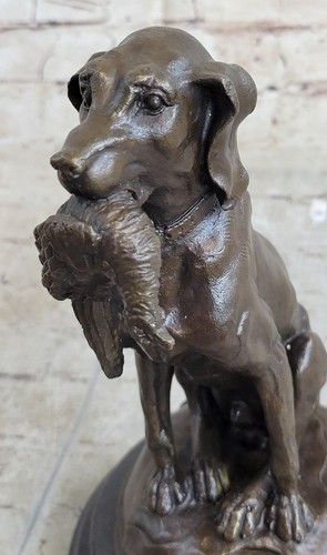 Moigniez Labrador Hunting Dog Duck Bronze Figurine Art Deco Animal Figure Decor - Picture 7 of 10