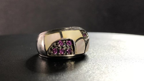 VINTAGE Men’s Wide Band Ring PINK RHODOLITE GARNET & MOP in Sterling Silver - 第 1 支影片,共 1 支