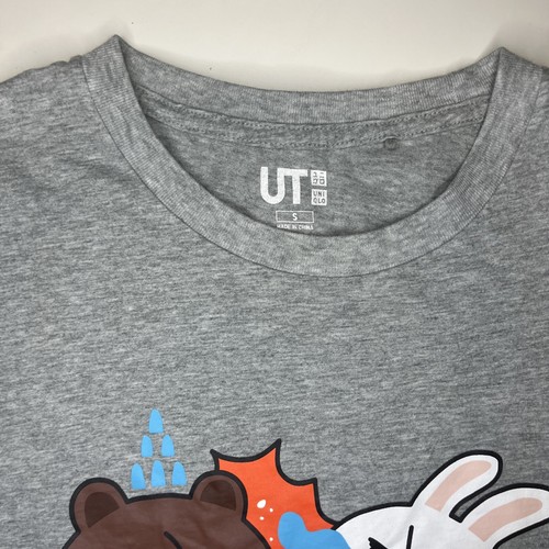 UT Uniqlo Line Friends Bear Shirt Size Small Women’s Graphic Tee Grey T-shirt - Picture 4 of 7