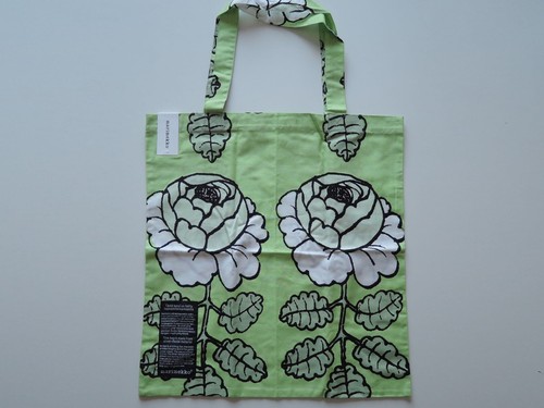 【MUY RARO】 Bolso de mano Marimekko MAALAISRUUSU bolsa de compras verde claro - Imagen 2 de 6