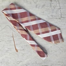 Vintage Wembley Wemlon Tie 55" Multicolor Plaid 1970s MADE IN USA Men's Fashion