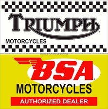 TRIUMPH BSA MOTORCYCLES 24" HEAVY DUTY USA MADE METAL DOUBLE SIDED ADV SIGN