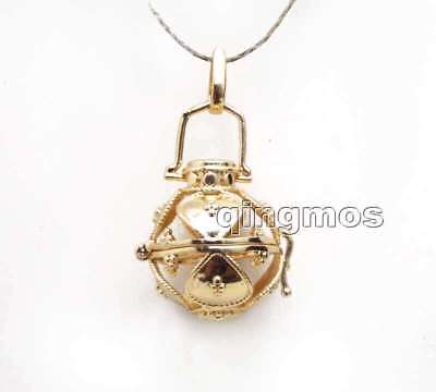 SALE White 20*24mm Cage Pendant & White Shell Pearl with 17" Chain Necklace-6394