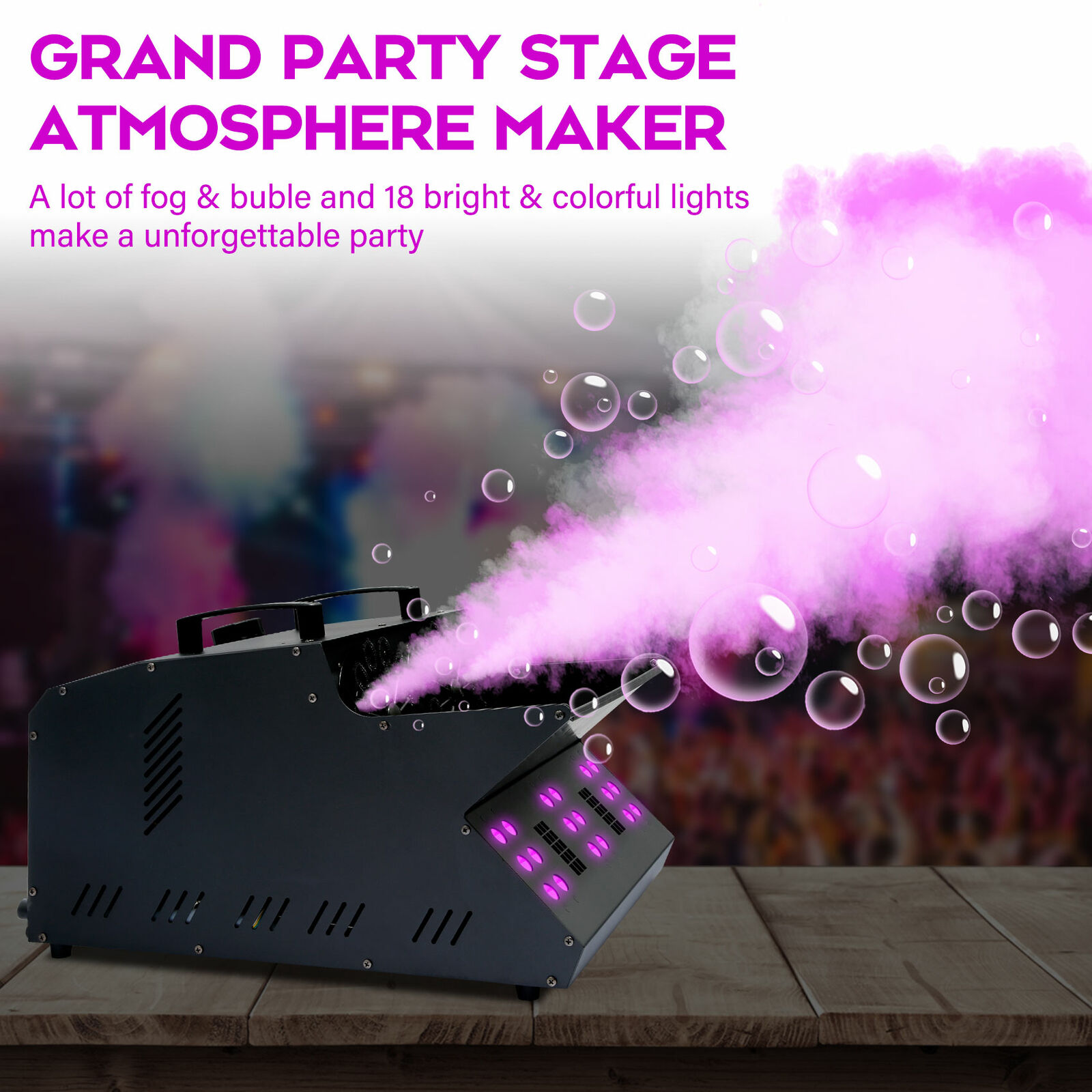 3000W Smoke Fog Bubble Machine RGB LED DJ Light DMX Stage Bubble
