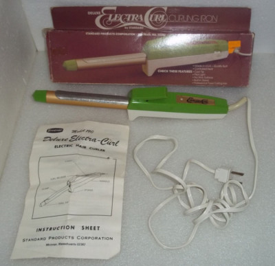 VINTAGE DELUXE ELECTRA-CURL ELECTRIC HAIR CURLER MODEL 190 RETRO GREEN