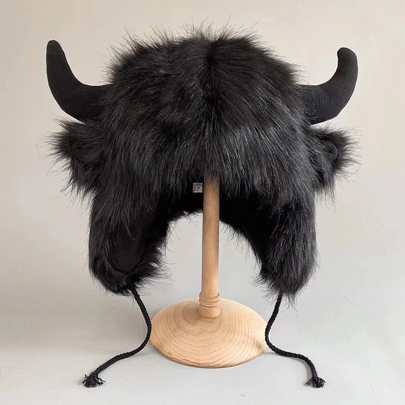 OX Sheep Horn Hat Warm Winter Cute Windproof Cold Proof Christmas Cotton Hat - Image 2 of 4