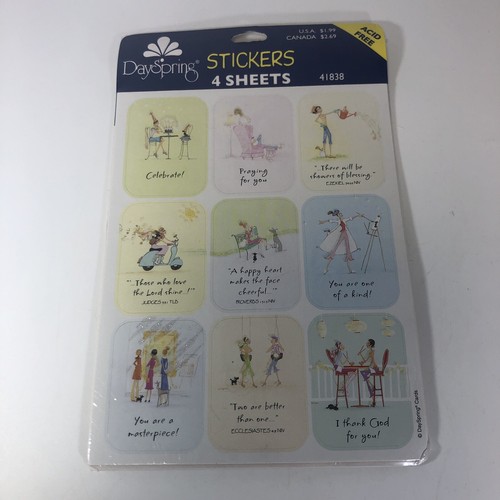 Vintage Dayspring Religious Stickers 4 Sheets New In Package Corinthians NOS - Afbeelding 1 van 4