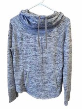 Athleta Hoodie Sweatshirt Cowl Neck Athleisure Thumb Holes Womens S Gray