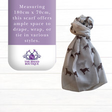 CHOCOLATE LABRADOR SCARF SOFT GREY & CREAM AVAILABLE LAB SILHOUETTE SHAWL GIFT