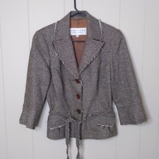Trina Turk Raw Edge Tweed Bell Sleeve Blazer size 8