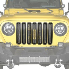 Fit 1997-2006 Jeep Wrangler Tj Honeycomb 7 Front Mesh Grille Insert Matte Black Fit 1997-2006 Jeep Wrangler Tj Honeycomb 7 Front Mesh Grille Insert Matte Black