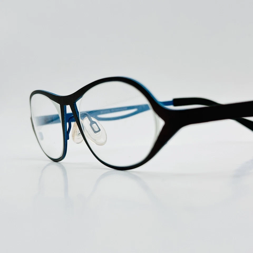 Anteojos Theo Mujer Ovalados Marrón Turquesa Titanio Puro Mod. Obligación 231 NUEVO Foto 4 de 4