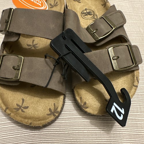 Children’s Wonder Nation Size 12 Unisex Comfort Two Buckle Brown Sandals NWT - Picture 2 of 8