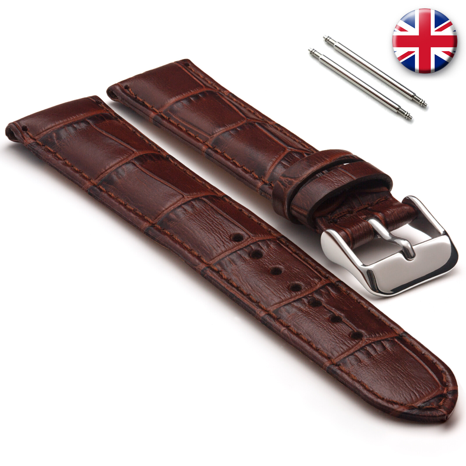 Men's Genuine Shiny Croco Padded Leather Watch Straps eBay