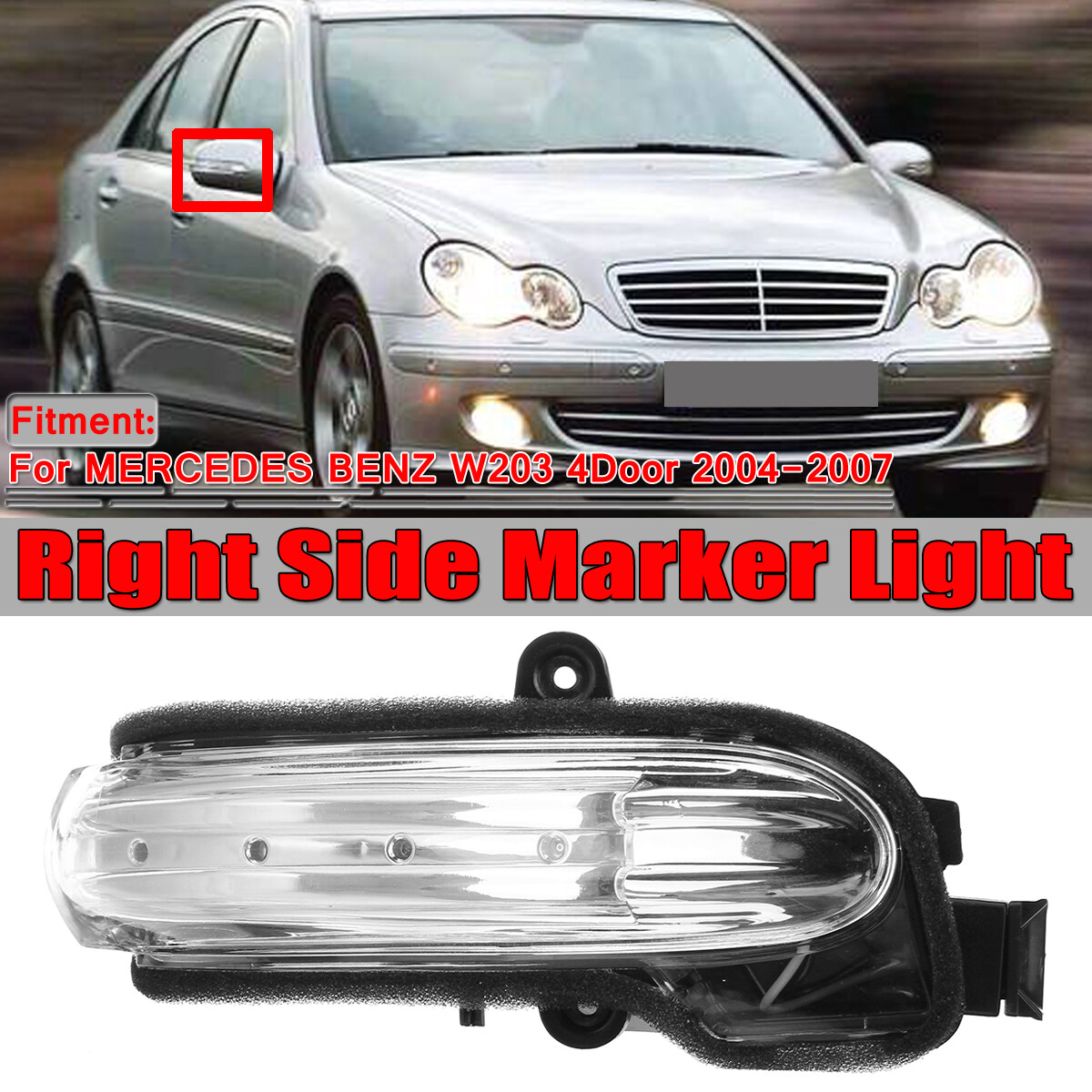 Right Side Door Mirror Light For Mercedes W203 C230 C350 Sedan 0407