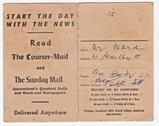 Queensland COURIER MAIL and SUNDAY MAIL home delivery card 1973  