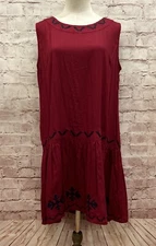 World Market Dress Women L/XL Callie Shift Maroon NEW Sleeveless Peasant Boho