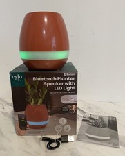 Bluetooth Planter Speaker w/LED Light Rechargeable USB Music Desktop Tabletop