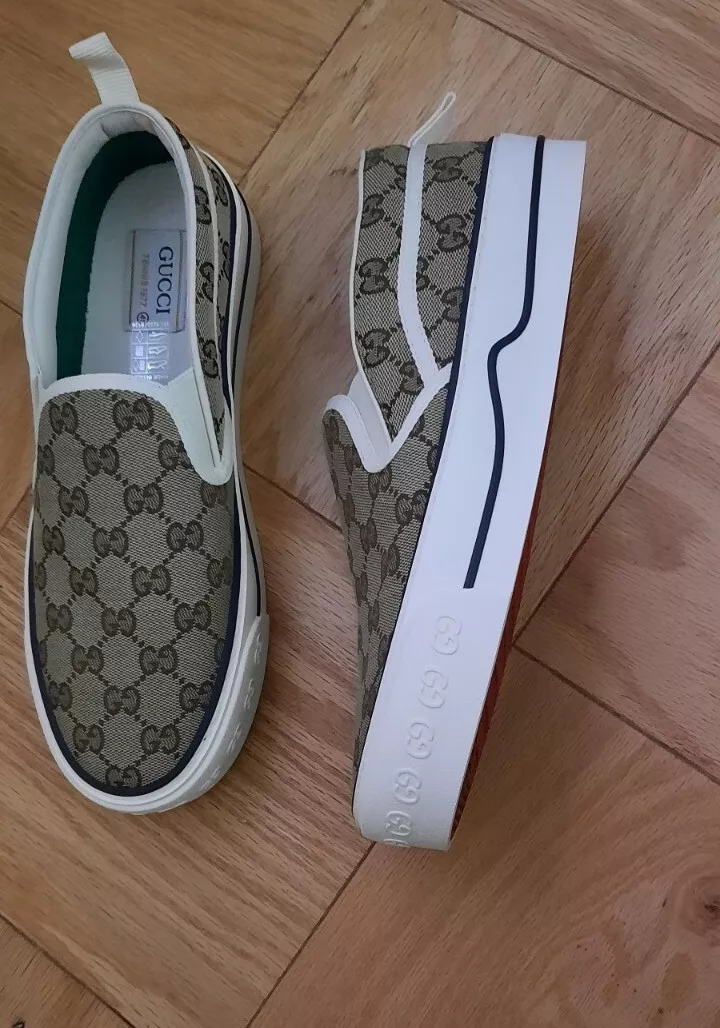 Gucci homme toile beige à enfiler/chaussures avec logo imprimé taille : US 8/41EU