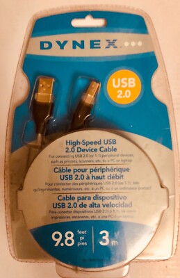 DYNEX High speed USB 2.0 Device Cable~9.8 feet/3m~NEW Factory Sealed