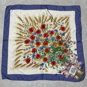 90s OLD GUCCI Bouquet Print Silk Scarf Japan