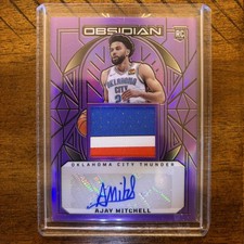 Ajay Mitchell 2024-25 Panini Obsidian RPA Rookie Patch Auto Purple Flood /75