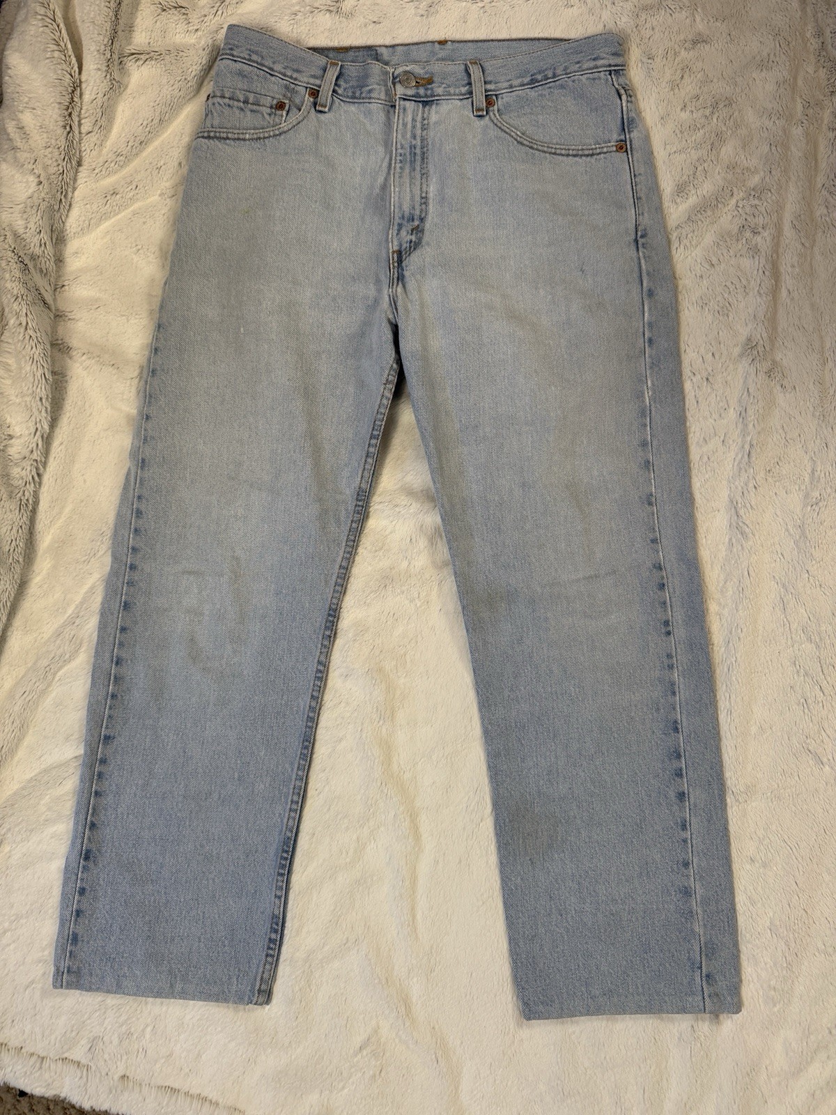VTG Levis 505 Jeans Mens 34x30 Blue Straight Fit Light Stone Wash Made USA 90’s