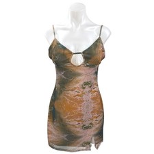 Le Lis Multicolor Sleeveless Keyhole Marble Print Cami Mini Bodycon Tank Dress M