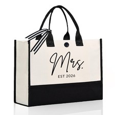Afterprints Mrs Canvas Tote Bag for Bride 2026, Bride Gifts for Bridal Shower...
