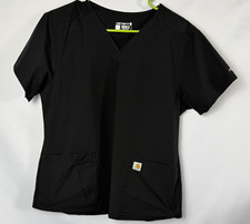 Carhartt Force Women s Large Black V-Neck Scrub Top Modern Fit C12113 Medical
