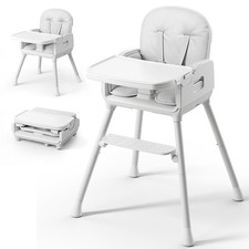 3-in-1 Portable Baby High Chair Grey Foldable Adjustable Infant Toddler Obee