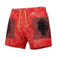 Diesel Men's Large Mesh Lined 5" Skull Snake Swim Trunks/Shorts