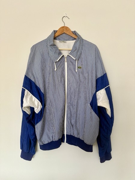 Vintage Lacoste Chemise Track Jacket 70s 80s Made in France Striped Size 6 L-XL