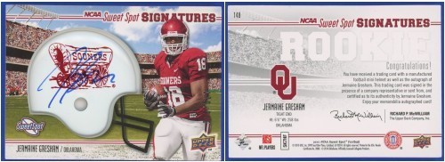 Jermaine Gresham 2010 NCAA Sweet Spot Signatures ON-CARD Helmet auto #'d 170/200