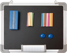 Chalkboard Set - Small Black Board 15 X 12 in with 1 Magnetic Chalk Eraser, 14 C