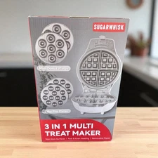 SugarWhisk 3 in 1 Thick Belgian Waffle Maker with Removable Plates, 8" Non Stick