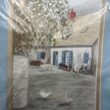 Cathy Needlepoint Kit French Courtyard F027 Watercolor Accents Farm House Decor