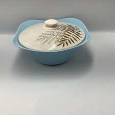 Vintage J&G Meakin Sol Rock Fern Lidded Tureen 20cm By 20cm Blue Retro Design B