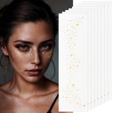 Gold Glitter Freckles Face Tattoo, Makeup Patch - Freckle Makeup, Small,