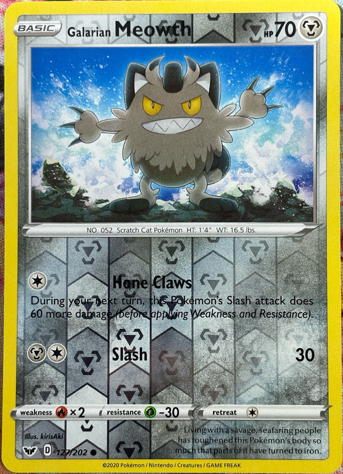 Galarian Meowth Reverse Holo - 127/202 - Sword & Shield Base Pokemon 2020